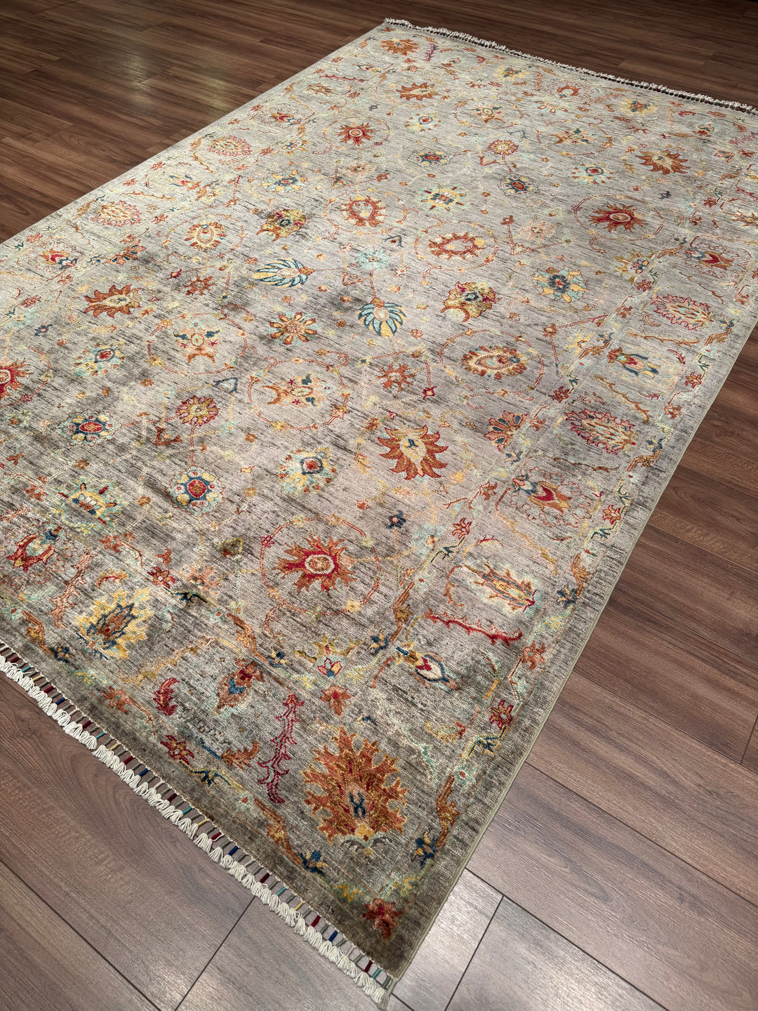 Sultani One Thousand and One Nights Original Handwoven Grey Vegetable Dyed Wool Rug 196x290 cm (5.68 square meters) - 7x10 ft