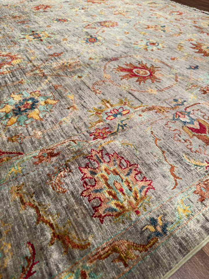 Sultani One Thousand and One Nights Original Handwoven Grey Vegetable Dyed Wool Rug 196x290 cm (5.68 square meters) - 7x10 ft