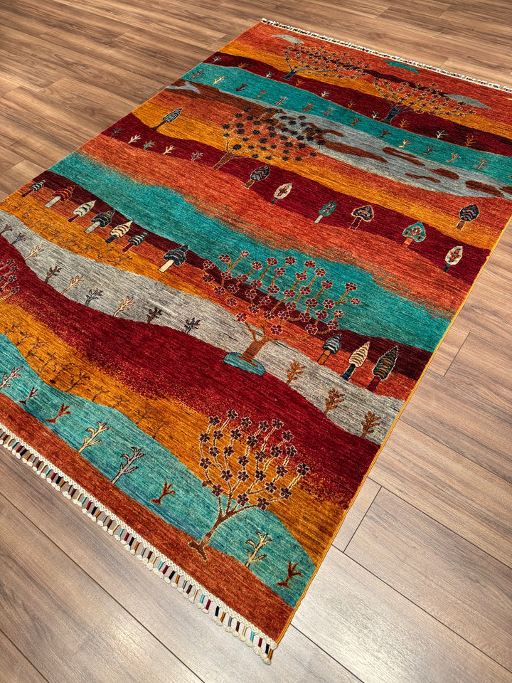 Sultani Hayat Ağacı Orijinal El Dokuması Multi Kök Boya Yün Halı 168x240 4.03 Metrekare - 5x8 ft