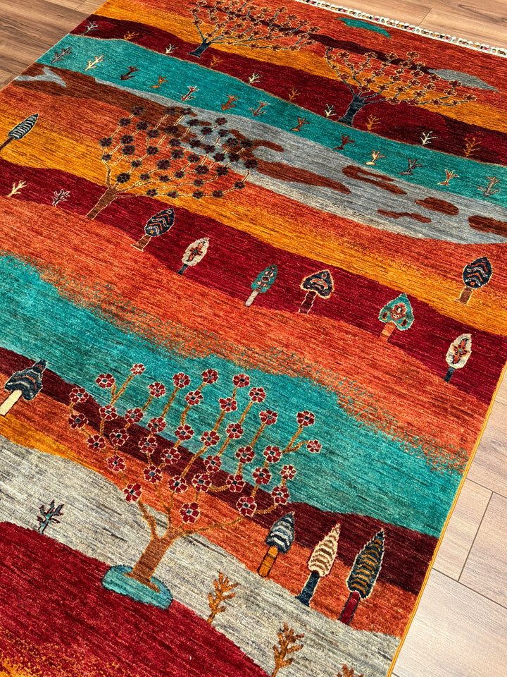 Sultani Hayat Ağacı Orijinal El Dokuması Multi Kök Boya Yün Halı 168x240 4.03 Metrekare - 5x8 ft