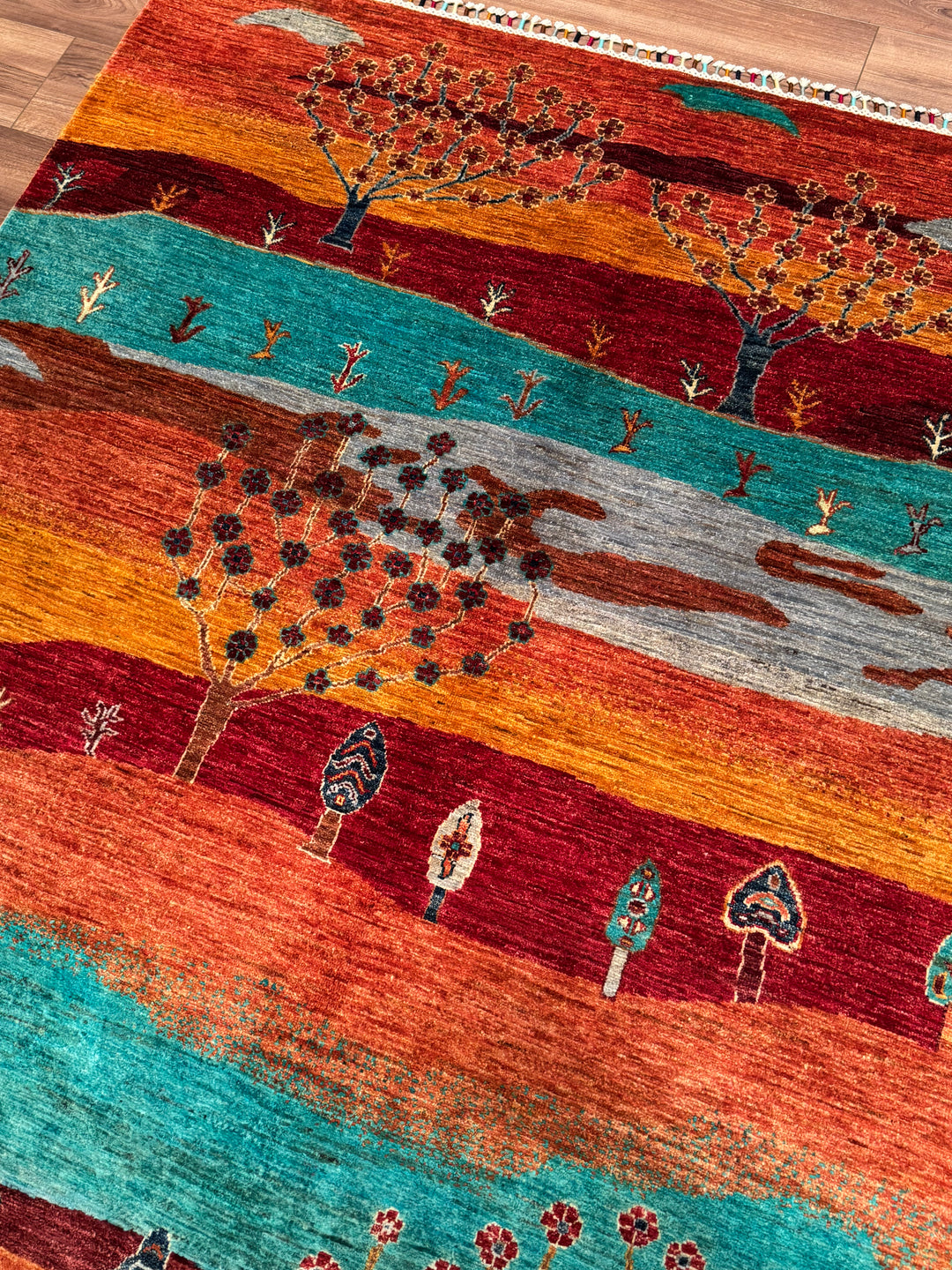 Sultani Hayat Ağacı Orijinal El Dokuması Multi Kök Boya Yün Halı 168x240 4.03 Metrekare - 5x8 ft