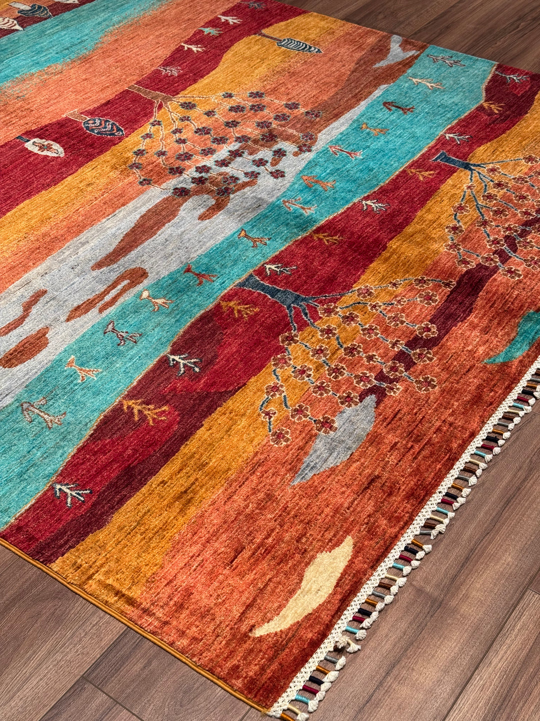 Sultani Hayat Ağacı Orijinal El Dokuması Multi Kök Boya Yün Halı 168x240 4.03 Metrekare - 5x8 ft