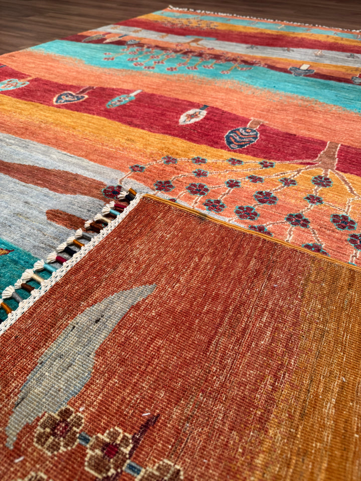 Sultani Hayat Ağacı Orijinal El Dokuması Multi Kök Boya Yün Halı 168x240 4.03 Metrekare - 5x8 ft