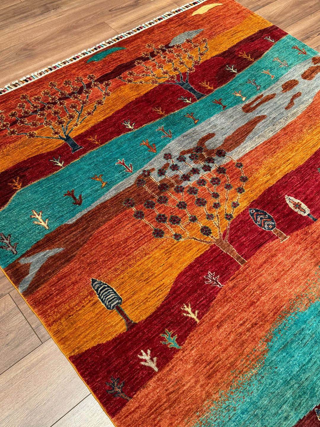 Sultani Hayat Ağacı Orijinal El Dokuması Multi Kök Boya Yün Halı 168x240 4.03 Metrekare - 5x8 ft