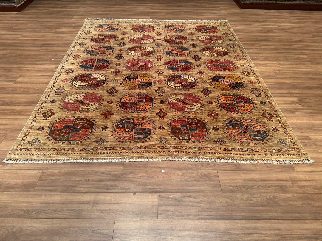 Veziri Original Hand Woven Beige Vegetable Dyed Wool Carpet 251x297 7.45 Square Meters - 8x10 ft