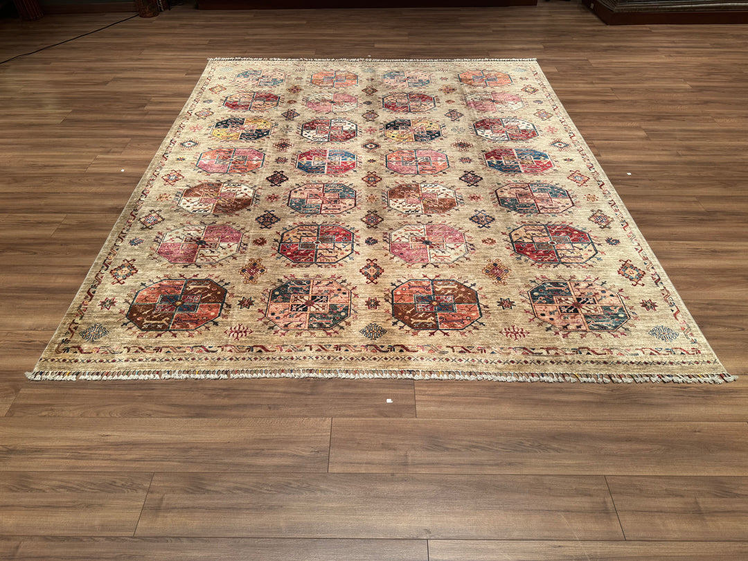 Veziri Original Hand Woven Beige Vegetable Dyed Wool Carpet 251x297 7.45 Square Meters - 8x10 ft