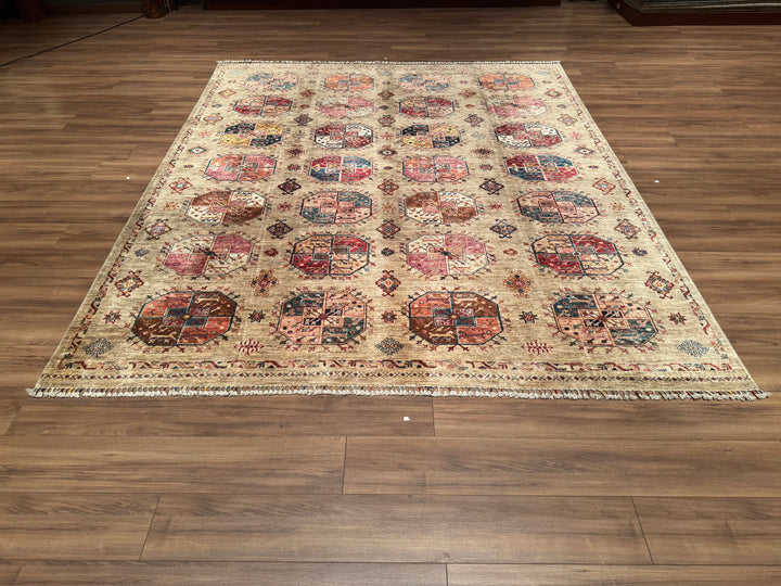 Veziri Original Hand Woven Beige Vegetable Dyed Wool Carpet 251x297 7.45 Square Meters - 8x10 ft