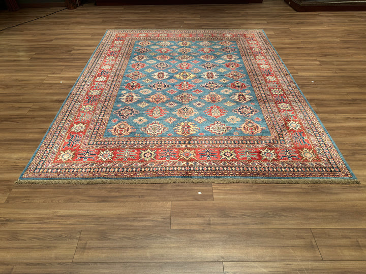 Shirvan Original Hand Woven Red Blue Vegetable Dyed Wool Carpet 243x296 7.19 Square Meters - 8x10 ft