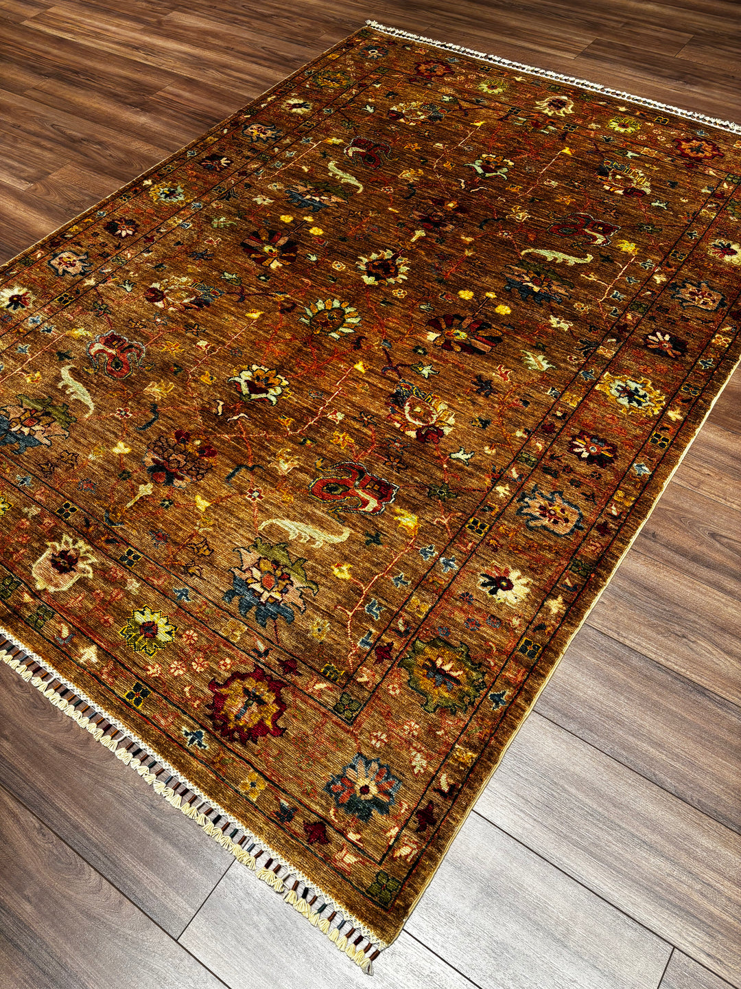 Sultani Binbirgece Orijinal El Dokuması Taba Kök Boya Yün Halı 173x233 4.03 Metrekare - 5x8 ft