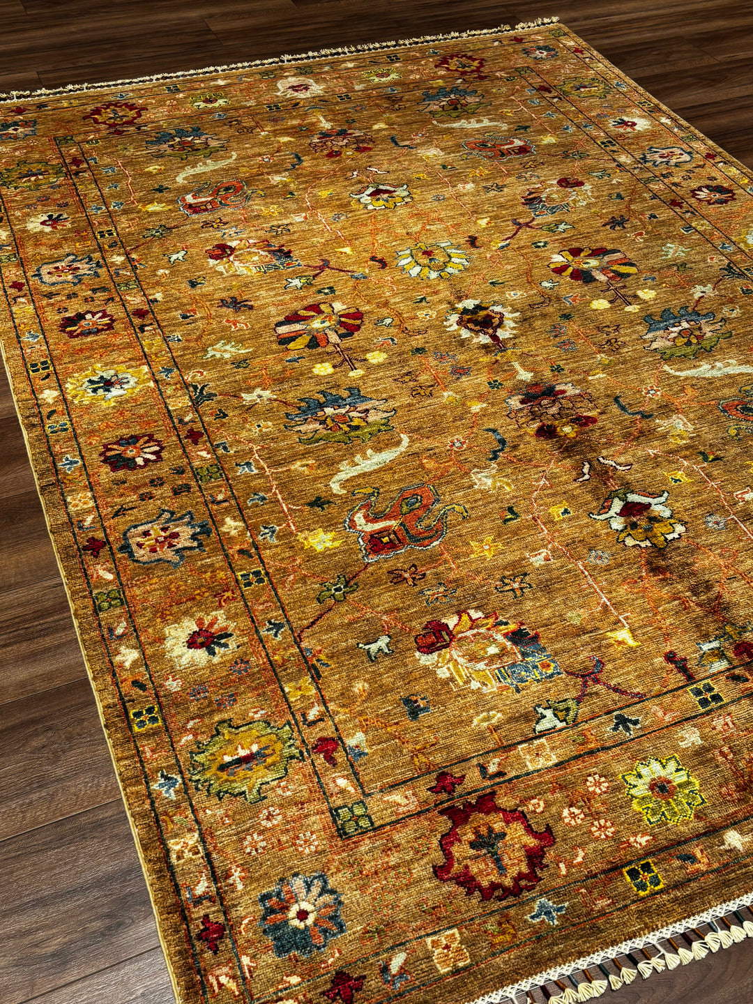 Sultani Binbirgece Orijinal El Dokuması Taba Kök Boya Yün Halı 173x233 4.03 Metrekare - 5x8 ft