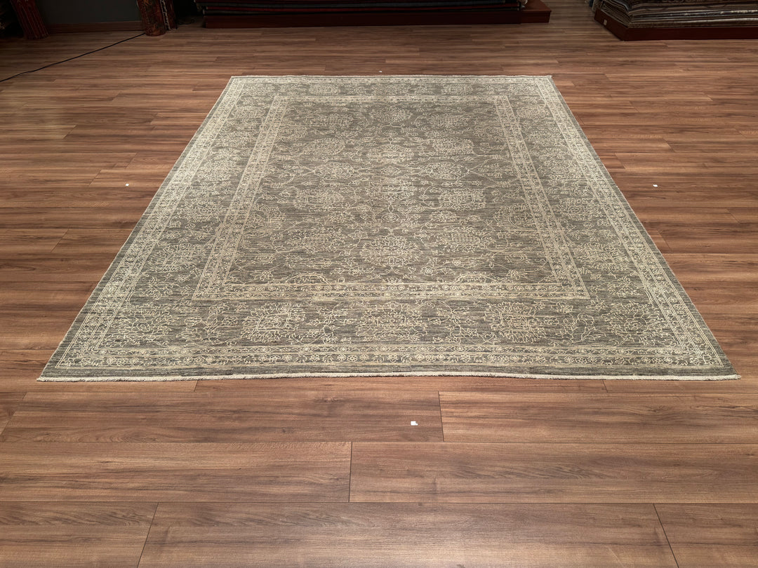 Uşak Original Hand Woven Gray Vegetable Dyed Wool Carpet 239x290 6.93 Square Meters - 8x10 ft