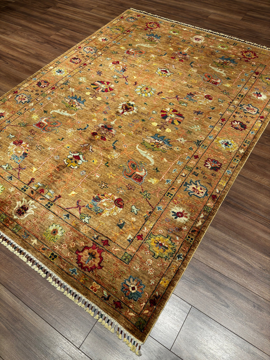 Sultani Binbirgece Orijinal El Dokuması Taba Kök Boya Yün Halı 173x233 4.03 Metrekare - 5x8 ft