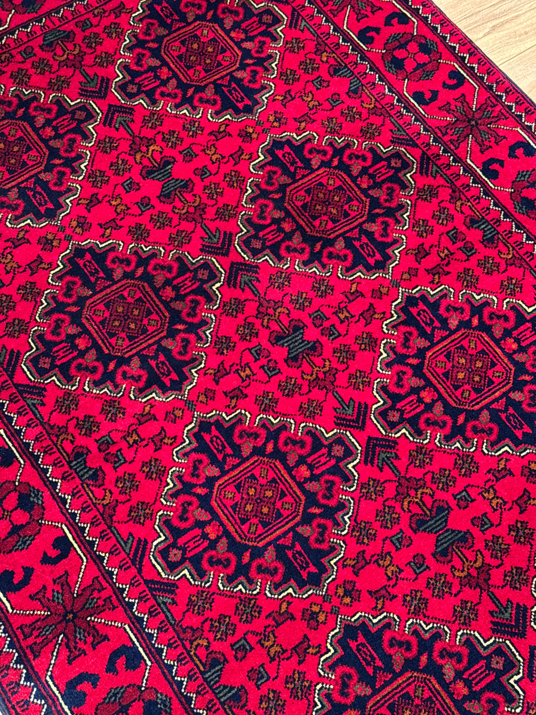 Afgan Halısı Hamyap Orijinal El Dokuması Kök Boya Yün 0.98x152 1.49 Metrekare - 3x5 ft