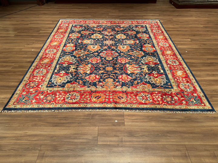 Mamluk Original Hand Woven Red Blue Vegetable Dyed Wool Carpet 250x285 7.13 Square Meters - 8x10 ft