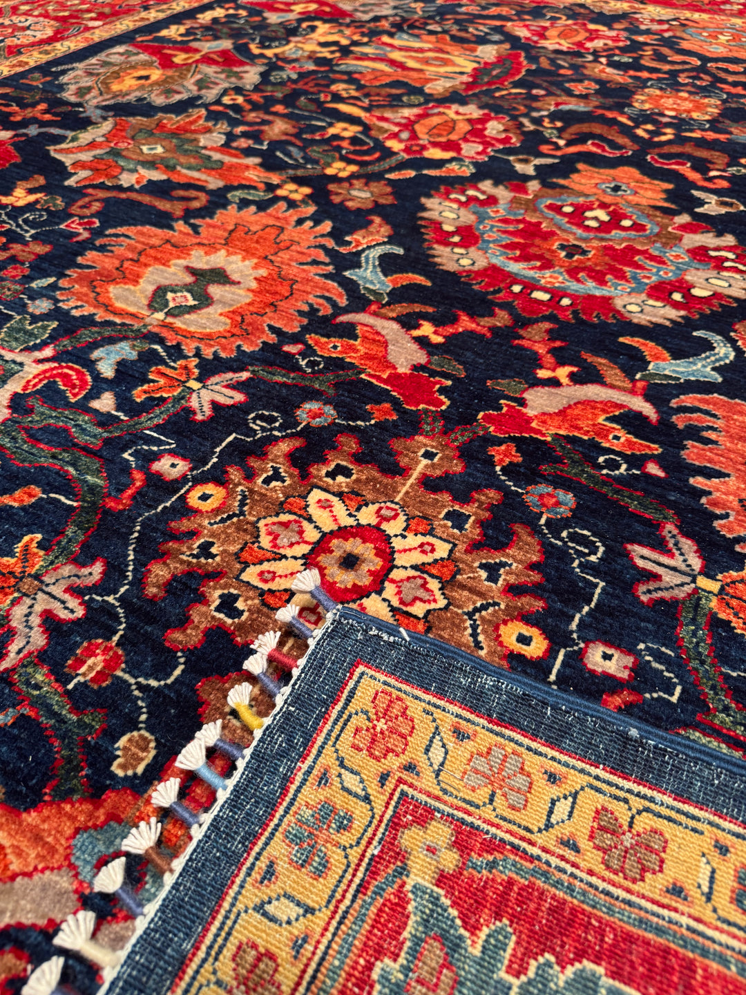 Mamluk Original Hand Woven Red Blue Vegetable Dyed Wool Carpet 250x285 7.13 Square Meters - 8x10 ft