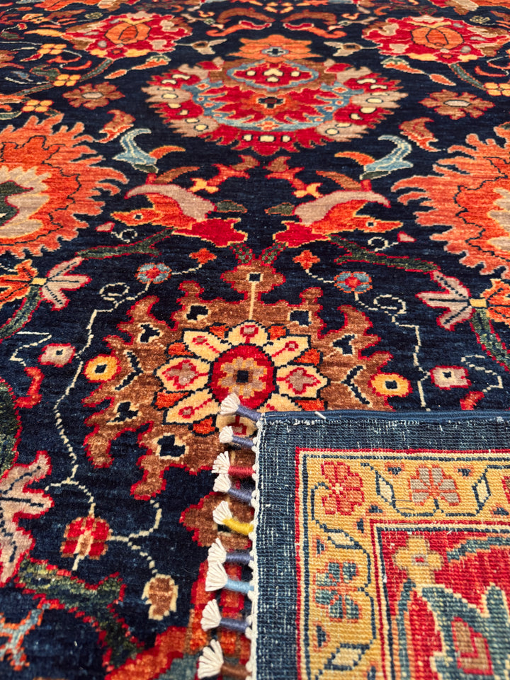 Mamluk Original Hand Woven Red Blue Vegetable Dyed Wool Carpet 250x285 7.13 Square Meters - 8x10 ft