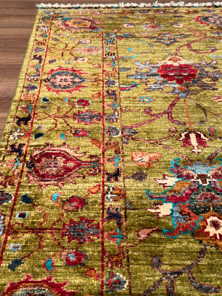 سجادة سلطاني زهرية أصلية منسوجة يدويًا من الصوف الرمادي المصبوغ بصبغة الجذور، 124 × 181، 2.24 متر مربع - 3 × 5 قدم 