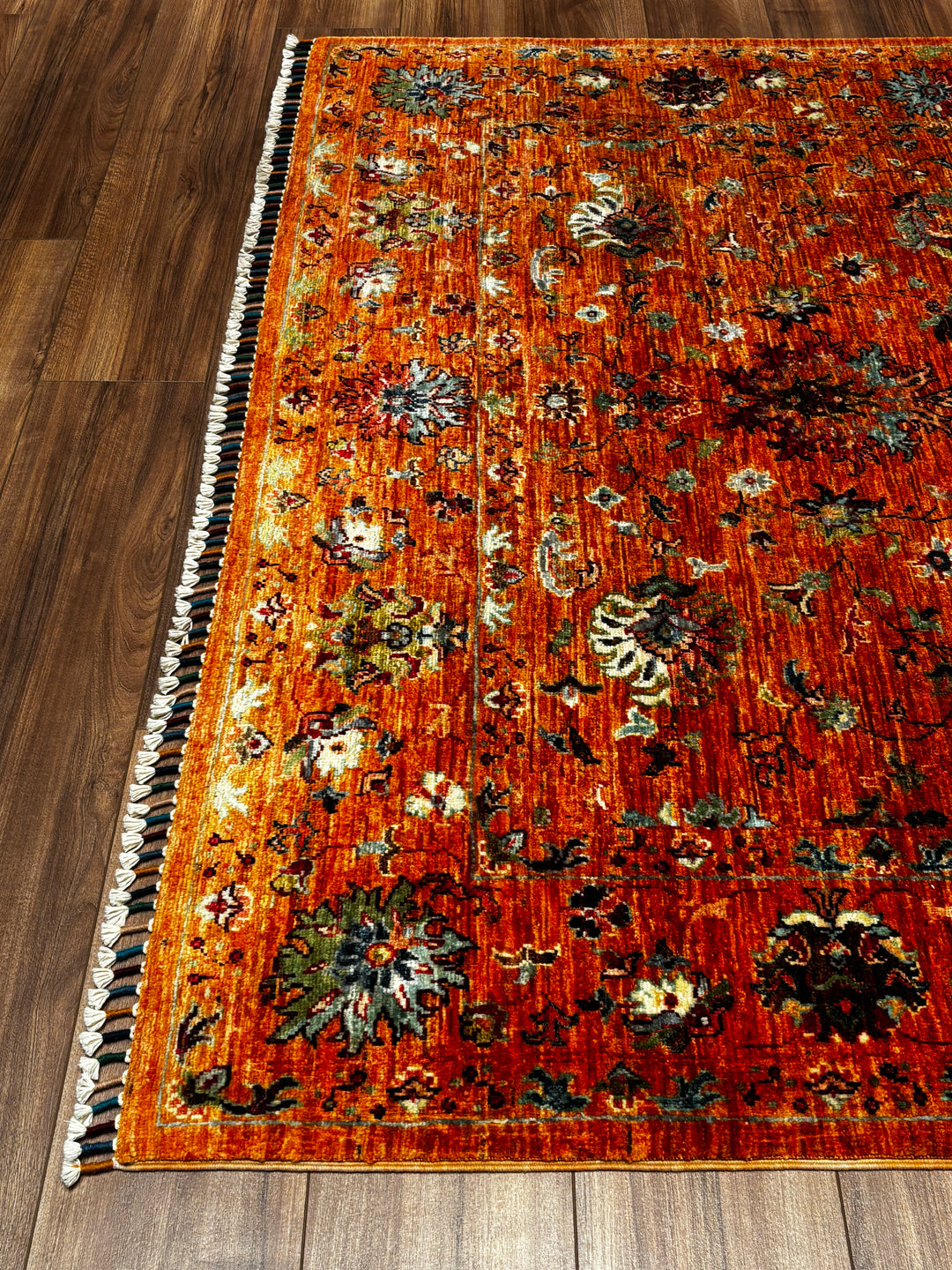 Sultani Binbirgece Orijinal El Dokuması Turuncu Kök Boya Yün Halı 174x247 4.30 Metrekare - 5x8 ft