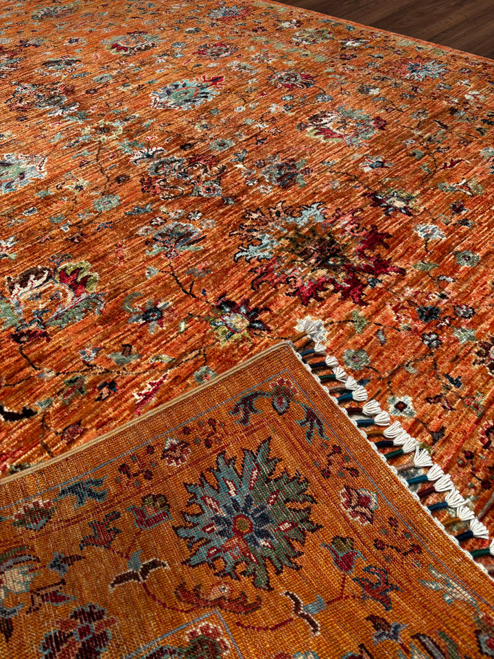 Sultani Binbirgece Orijinal El Dokuması Turuncu Kök Boya Yün Halı 174x247 4.30 Metrekare - 5x8 ft
