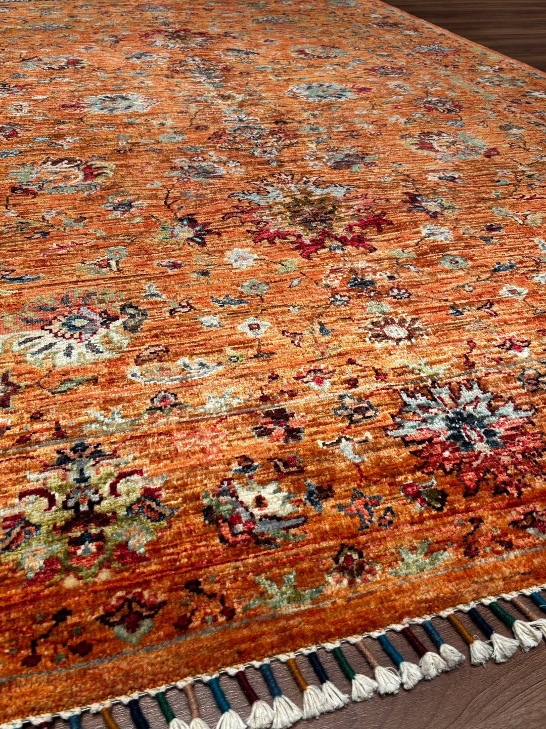 Sultani Binbirgece Orijinal El Dokuması Turuncu Kök Boya Yün Halı 174x247 4.30 Metrekare - 5x8 ft