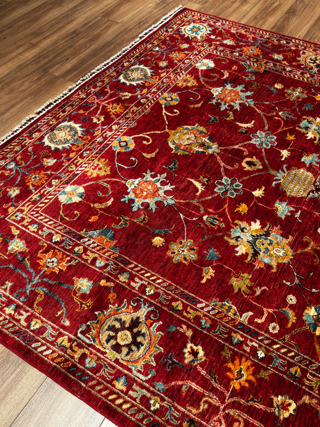 Sultani Binbirgece Orijinal El Dokuması Kırmızı Kök Boya Yün Halı 211x306 6.46 Metrekare - 7x10 ft