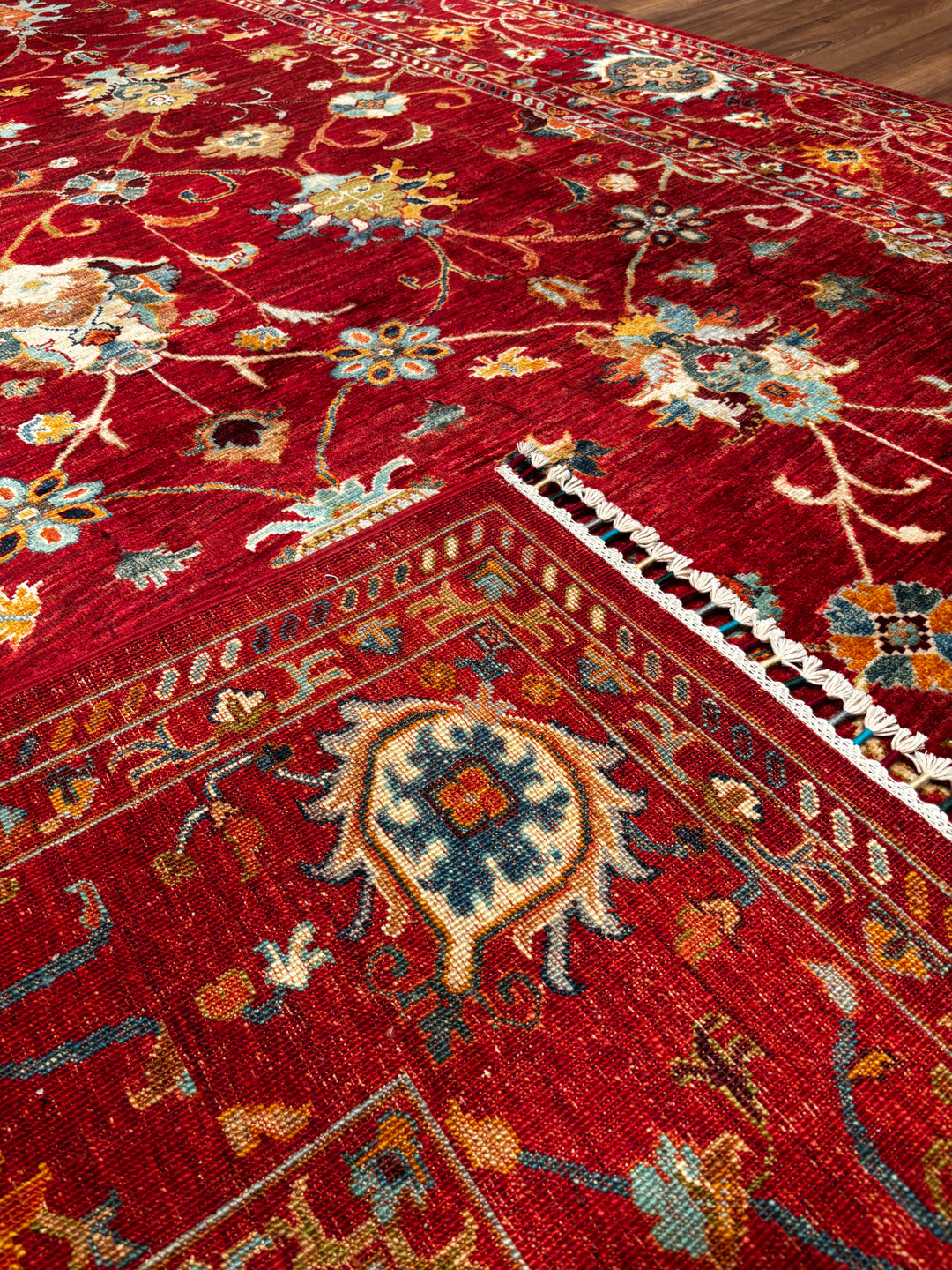 Sultani Binbirgece Orijinal El Dokuması Kırmızı Kök Boya Yün Halı 211x306 6.46 Metrekare - 7x10 ft