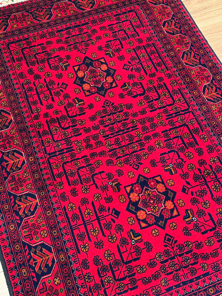 Afgan Halısı Hamyap Orijinal El Dokuması Kök Boya Yün 0.98x150 1.47 Metrekare - 3x5 ft