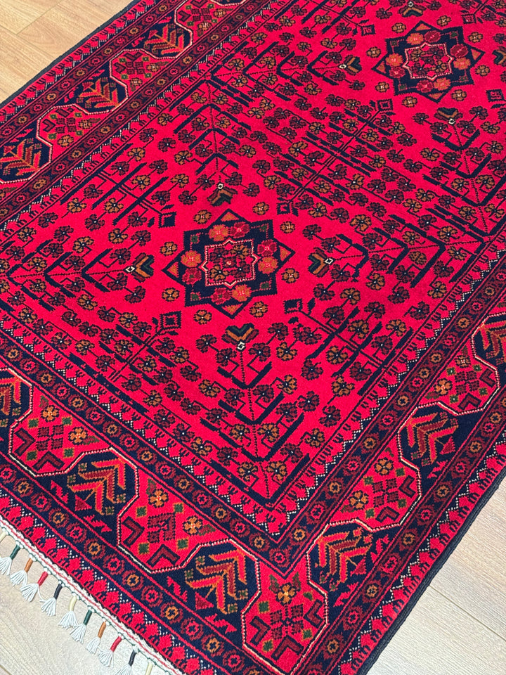 Afgan Halısı Hamyap Orijinal El Dokuması Kök Boya Yün 0.98x150 1.47 Metrekare - 3x5 ft