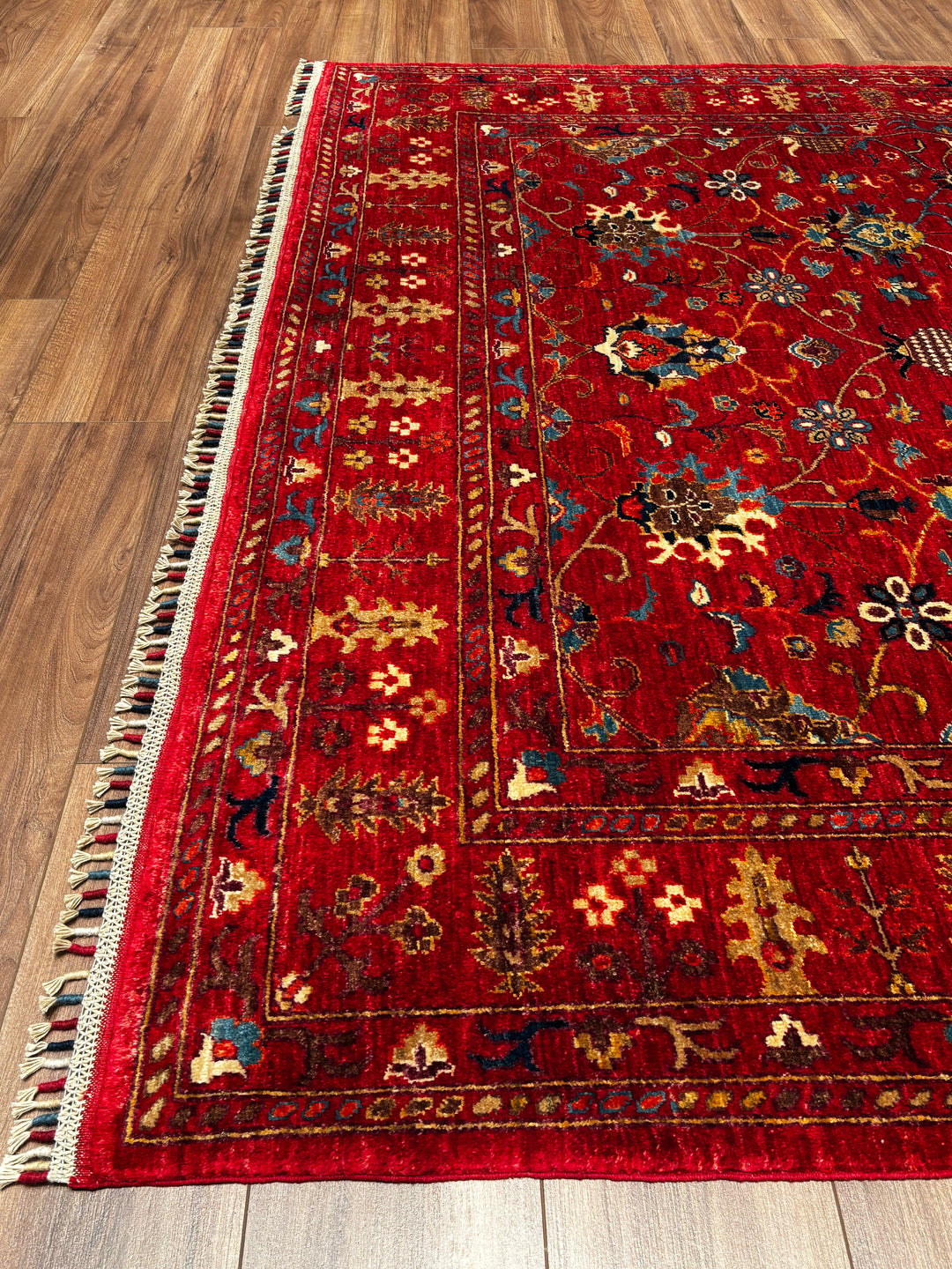 Sultani Binbirgece Orijinal El Dokuması Kırmızı Kök Boya Yün Halı 200x299 5.98 Metrekare - 7x10 ft