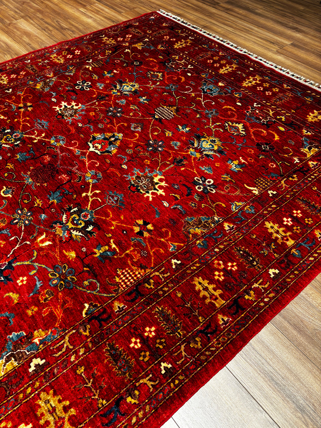 Sultani Binbirgece Orijinal El Dokuması Kırmızı Kök Boya Yün Halı 200x299 5.98 Metrekare - 7x10 ft