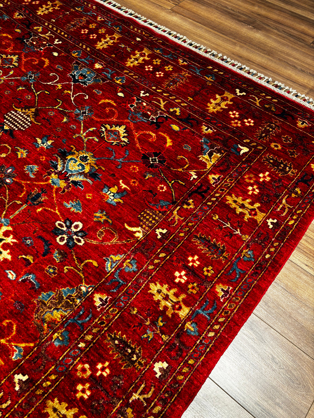 Sultani Binbirgece Orijinal El Dokuması Kırmızı Kök Boya Yün Halı 200x299 5.98 Metrekare - 7x10 ft