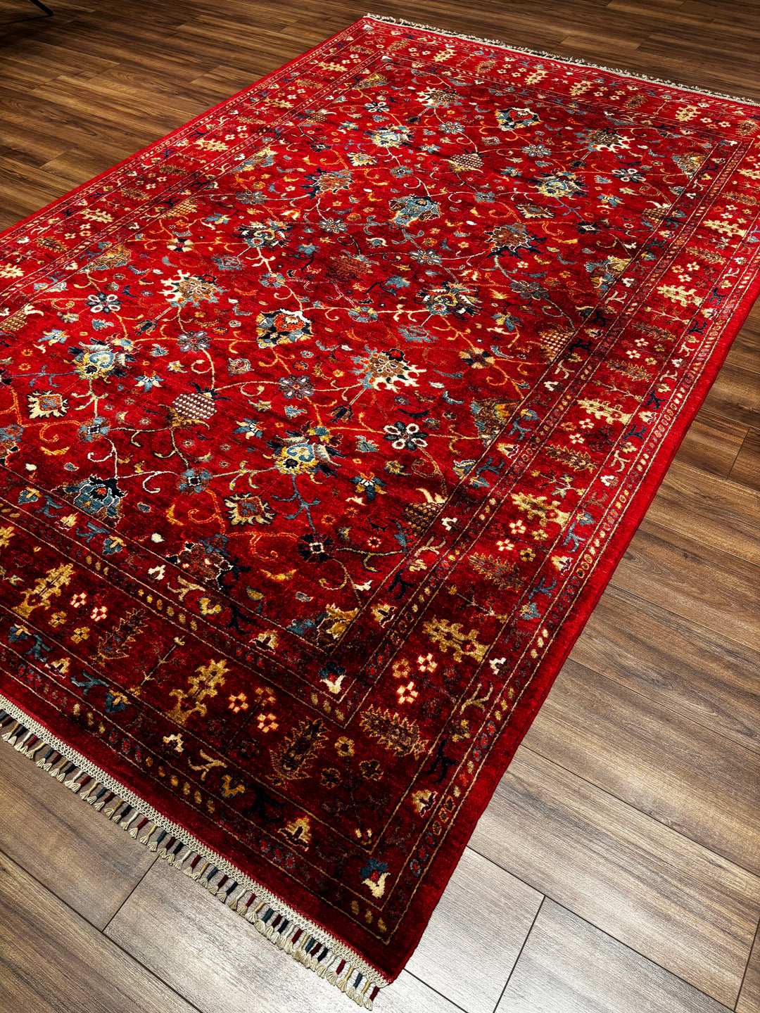 Sultani Binbirgece Orijinal El Dokuması Kırmızı Kök Boya Yün Halı 200x299 5.98 Metrekare - 7x10 ft