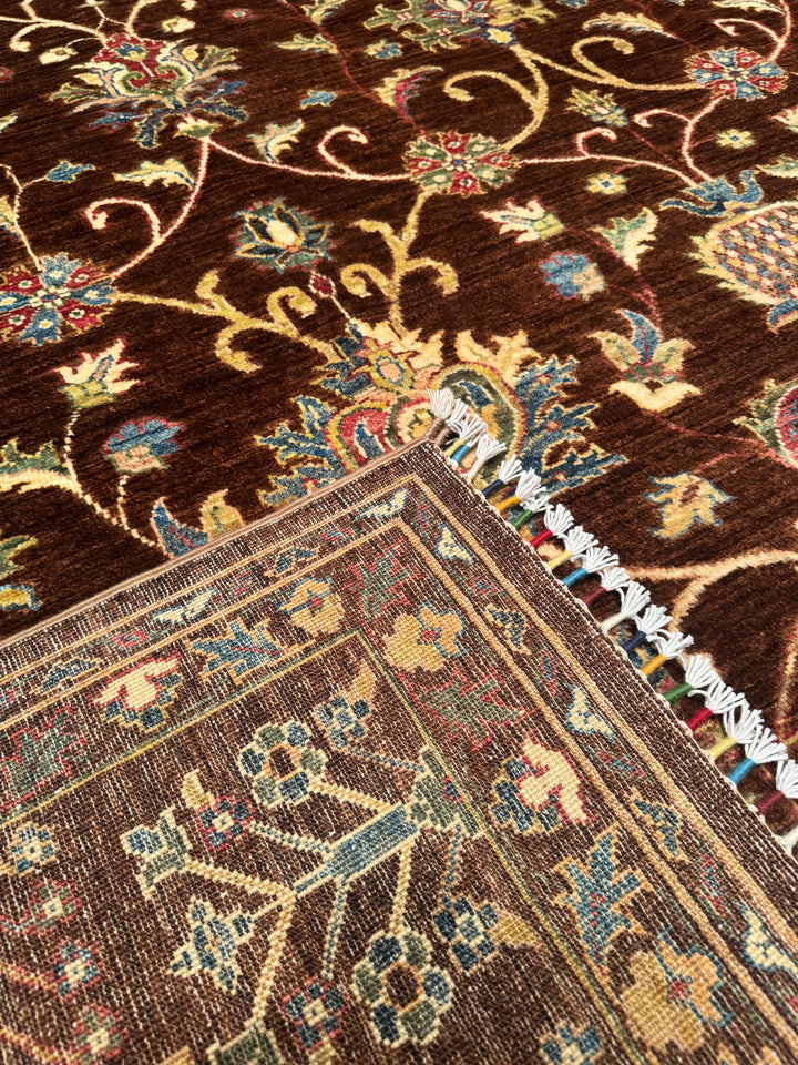 Sultani Binbirgece Original Hand Woven Brown Vegetable Dyed Wool Carpet 242x298 7.21 Square Meters - 8x10 ft