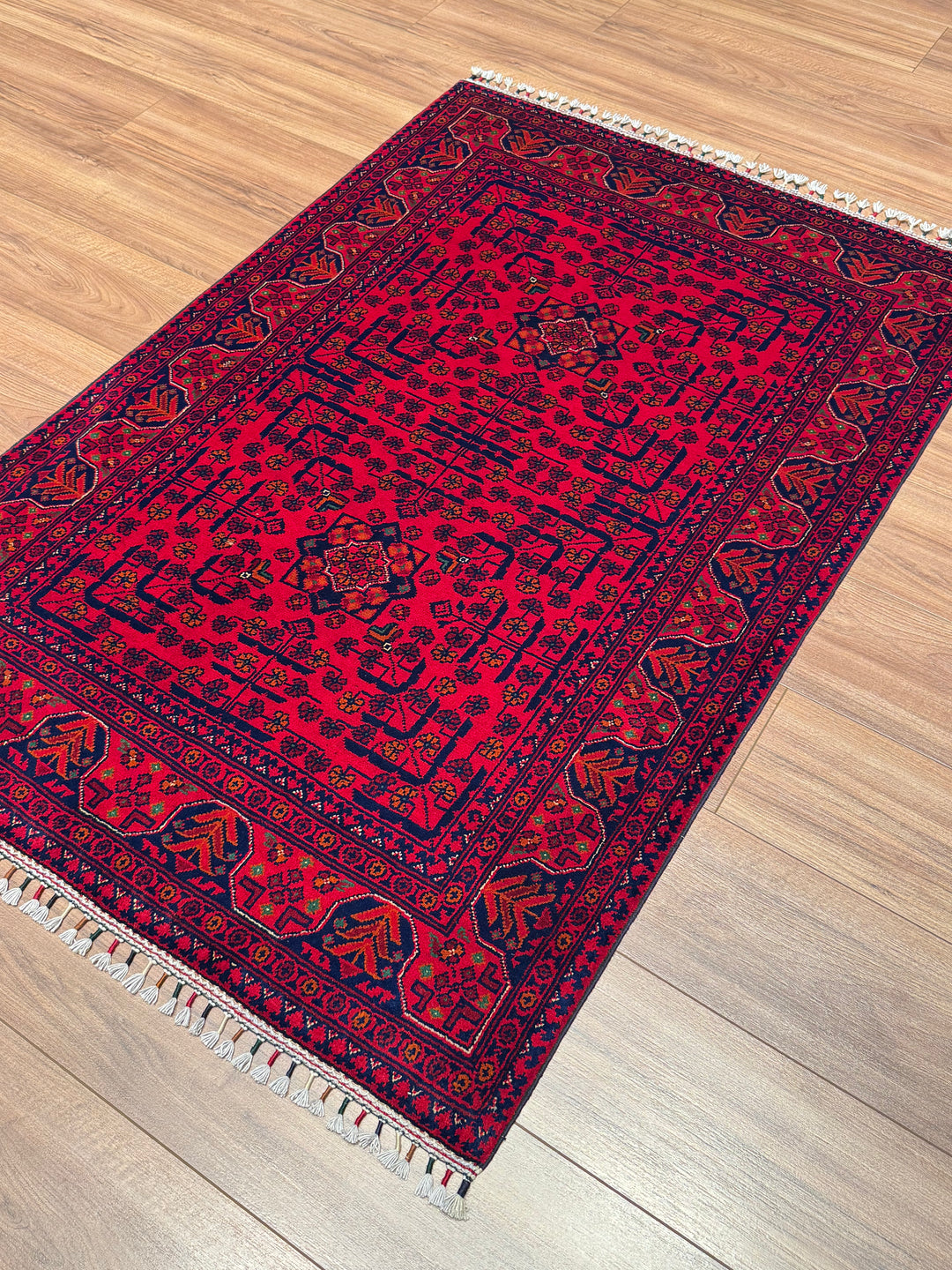 Afghan Carpet Hamyap Original Hand-Woven Vegetable Dyed Wool 101x151 1.53 Square Meters - 3x5 ft