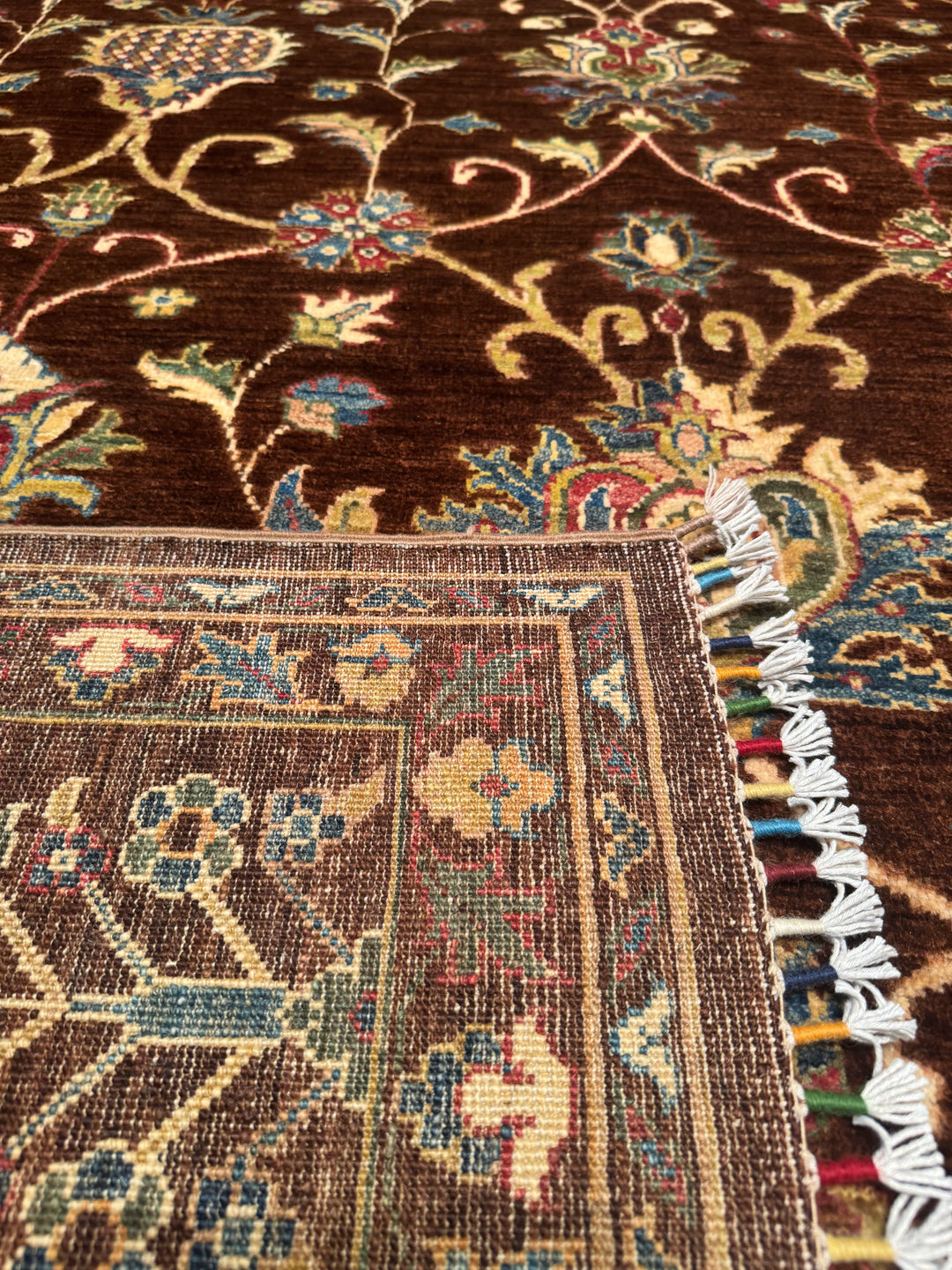 Sultani Binbirgece Original Hand Woven Brown Vegetable Dyed Wool Carpet 242x298 7.21 Square Meters - 8x10 ft