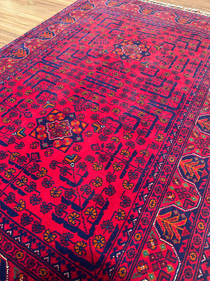 Afghan Carpet Hamyap Original Hand-Woven Vegetable Dyed Wool 101x151 1.53 Square Meters - 3x5 ft