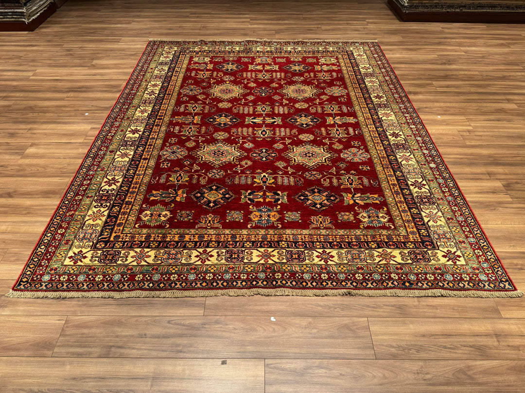 Shirvan Original Hand Woven Red Cream Vegetable Dyed Wool Carpet 245x303 7.42 Square Meters - 8x10 ft