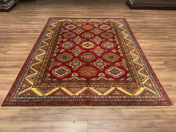 Shirvan Original Hand Woven Red Cream Vegetable Dyed Wool Carpet 241x302 7.28 Square Meters - 8x10 ft