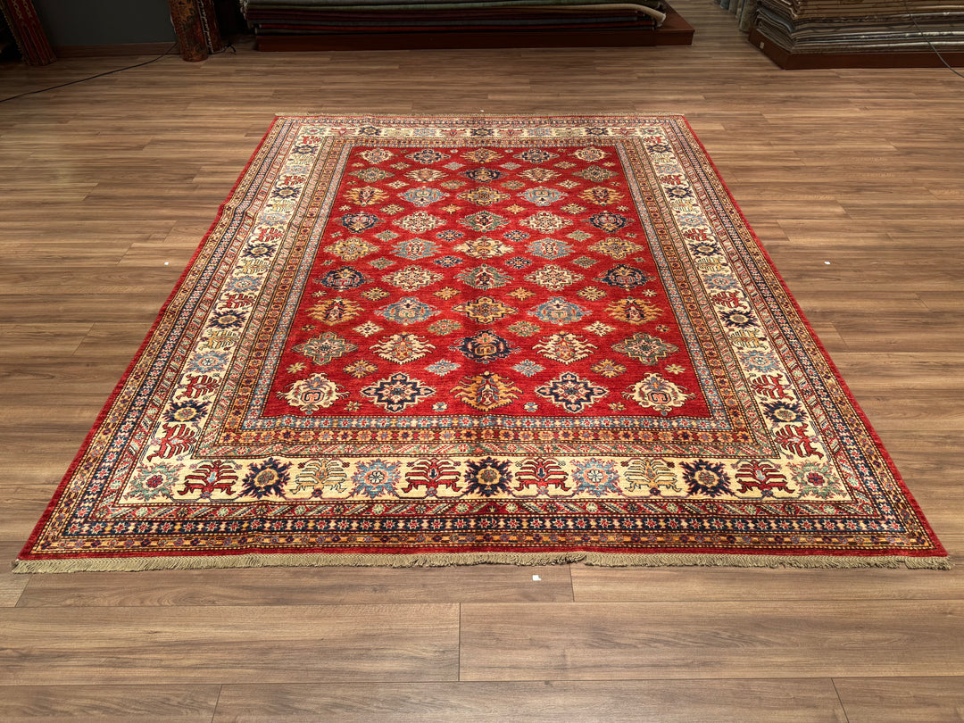 Shirvan Original Hand Woven Red Cream Vegetable Dyed Wool Carpet 245x304 7.45 Square Meters - 8x10 ft