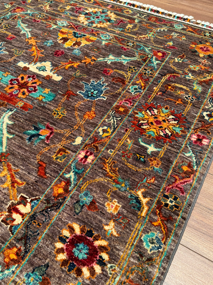 Sultani Binbirgece Original Hand-Woven Brown Vegetable Dyed Wool Carpet 123x186 2.29 Square Meters - 4x6 ft