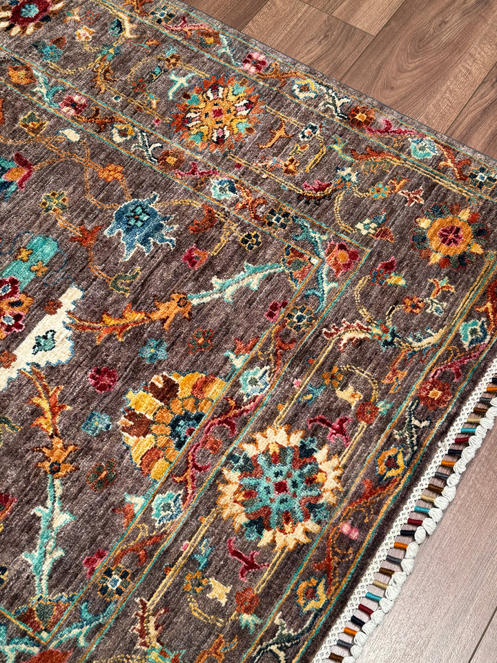 Sultani Binbirgece Original Hand-Woven Brown Vegetable Dyed Wool Carpet 123x186 2.29 Square Meters - 4x6 ft