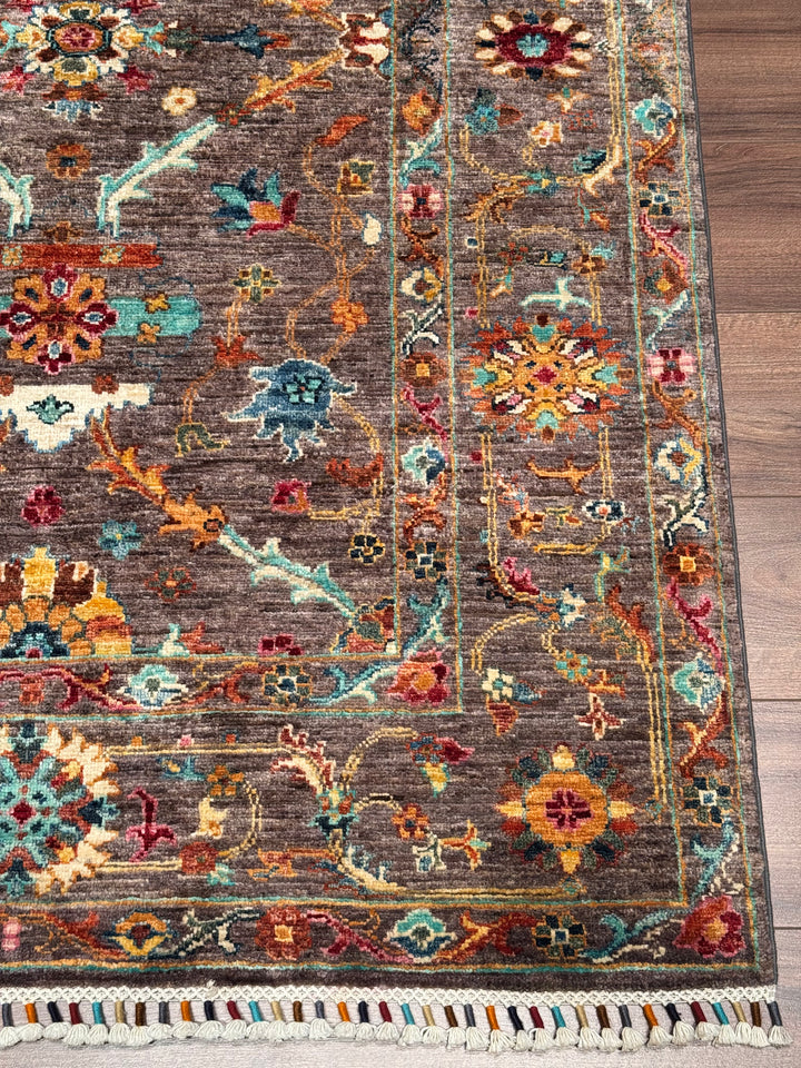 Sultani Binbirgece Original Hand-Woven Brown Vegetable Dyed Wool Carpet 123x186 2.29 Square Meters - 4x6 ft