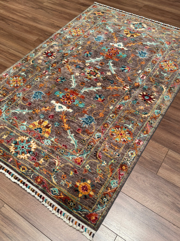 Sultani Binbirgece Original Hand-Woven Brown Vegetable Dyed Wool Carpet 123x186 2.29 Square Meters - 4x6 ft