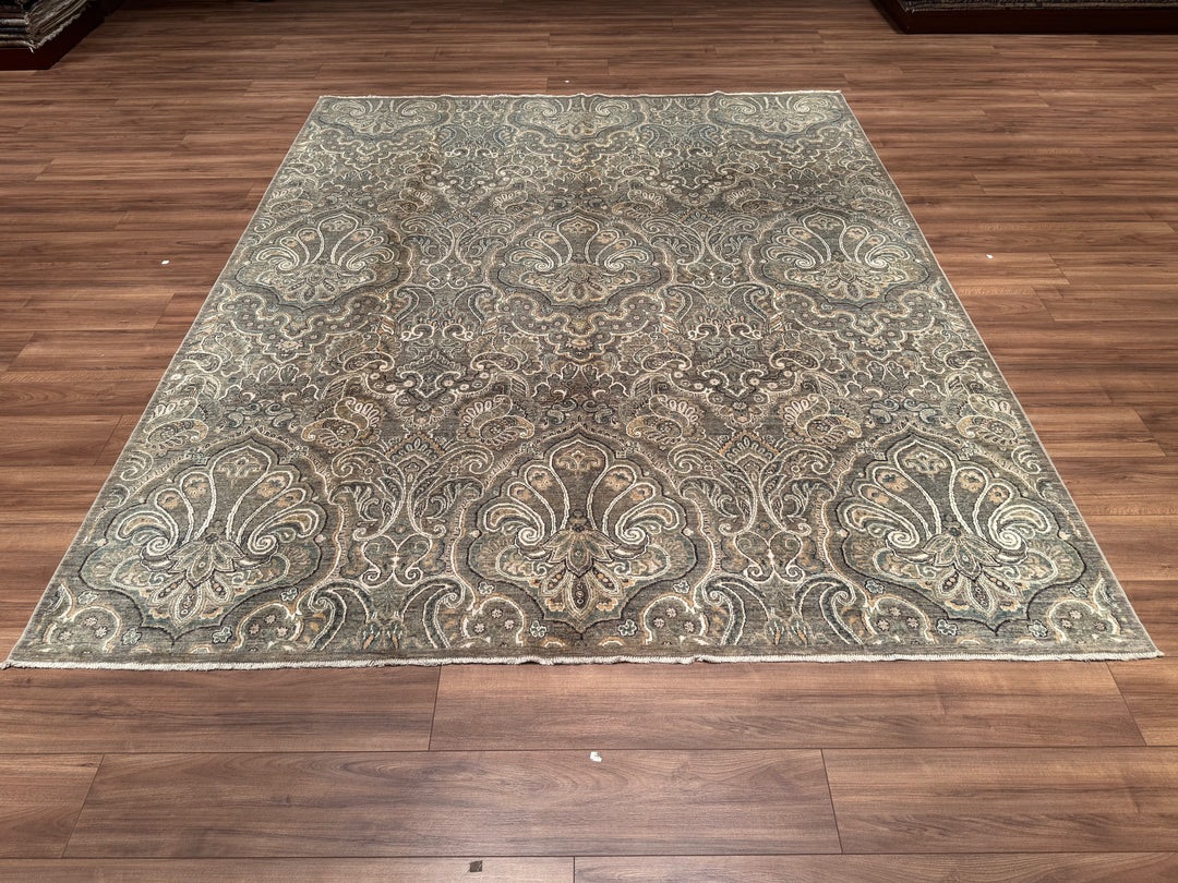 Uşak Farhan Original Hand Woven Gray Vegetable Dyed Wool Carpet 238x284 6.76 Square Meters - 8x10 ft