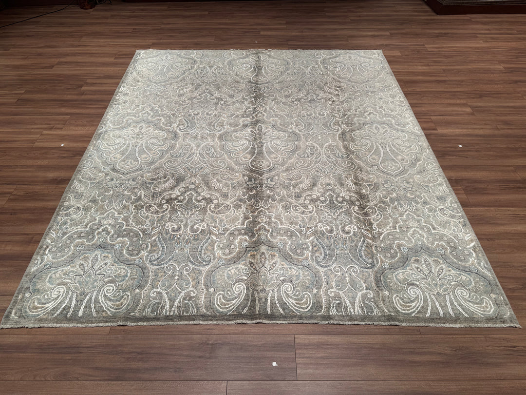 Uşak Farhan Original Hand Woven Gray Vegetable Dyed Wool Carpet 238x284 6.76 Square Meters - 8x10 ft