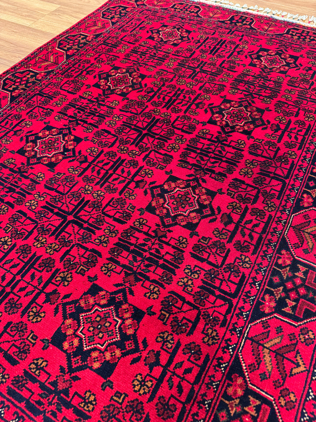 Afghan Carpet Hamyap Original Hand-Woven Vegetable Dyed Wool 107x148 1.58 Square Meters - 3x5 ft