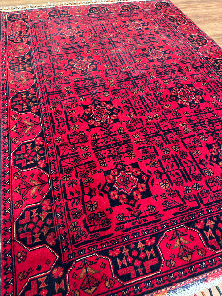 Afghan Carpet Hamyap Original Hand-Woven Vegetable Dyed Wool 107x148 1.58 Square Meters - 3x5 ft