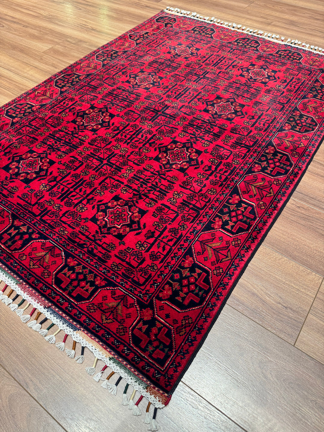 Afghan Carpet Hamyap Original Hand-Woven Vegetable Dyed Wool 107x148 1.58 Square Meters - 3x5 ft