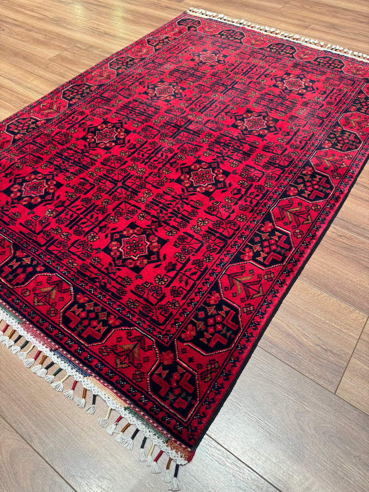 Afghan Carpet Hamyap Original Hand-Woven Vegetable Dyed Wool 107x148 1.58 Square Meters - 3x5 ft
