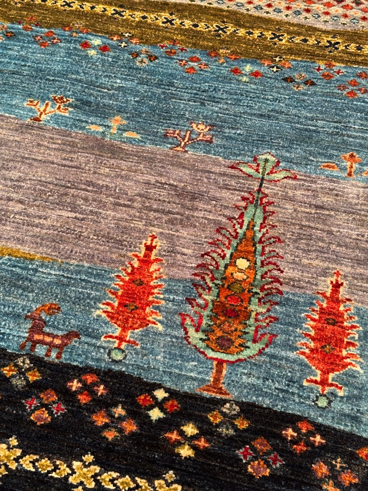 Khorjin Hayat Ağacı Orijinal El Dokuması Multi Kök Boya Yün Halı 121x166 2.01 Metrekare - 4x6 ft